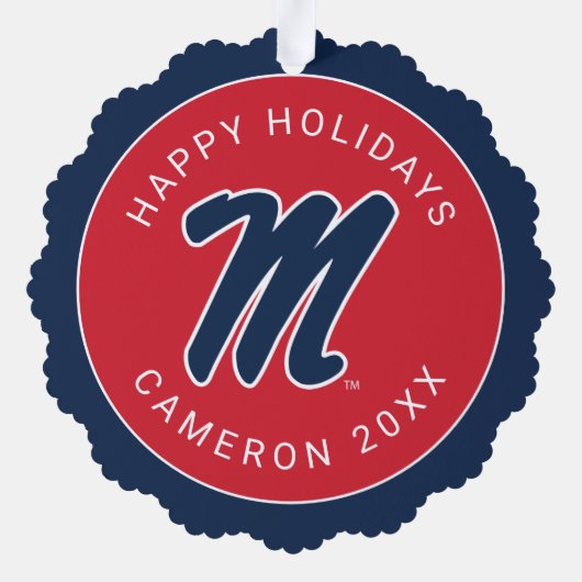 Universiteit van Mississippi | Script M Ornament Kaart (Achterkant)