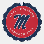 Universiteit van Mississippi | Script M Ornament Kaart (Voorkant)