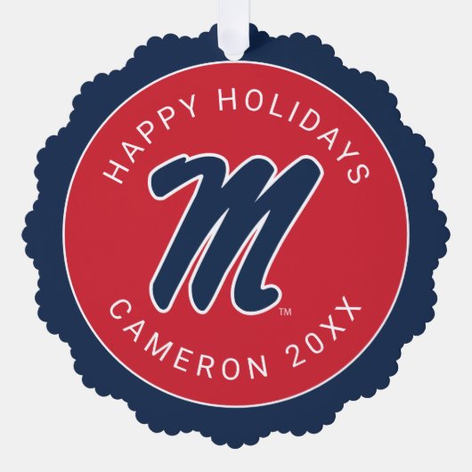 Universiteit van Mississippi | Script M Ornament Kaart (Voorkant)