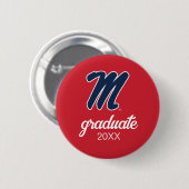 Universiteit van Mississippi | Script M Ronde Button 5,7 Cm (Voorkant /achterkant)