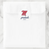 Universiteit van Mississippi | Script M Ronde Sticker (Tas)