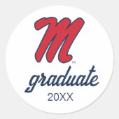 Universiteit van Mississippi | Script M Ronde Sticker (Voorkant)
