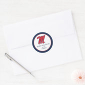 Universiteit van Mississippi | Script M Ronde Sticker (Envelop)