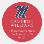 Universiteit van Mississippi | Script M Ronde Sticker (Voorkant)