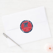 Universiteit van Mississippi | Script M Ronde Sticker (Envelop)