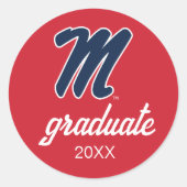 Universiteit van Mississippi | Script M Ronde Sticker (Voorkant)