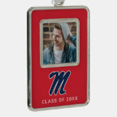 Universiteit van Mississippi | Script M Verzilverd Omlijst Ornament (Rechts)
