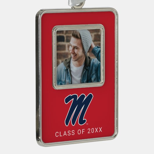 Universiteit van Mississippi | Script M Verzilverd Omlijst Ornament (Rechts)