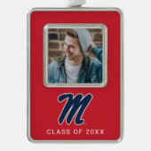 Universiteit van Mississippi | Script M Verzilverd Omlijst Ornament (Voorkant)