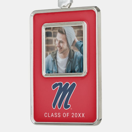 Universiteit van Mississippi | Script M Verzilverd Omlijst Ornament (Links)