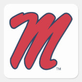 Universiteit van Mississippi | Script M Vierkante Sticker (Voorkant)