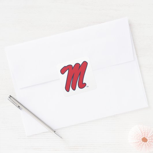 Universiteit van Mississippi | Script M Vierkante Sticker (Envelop)