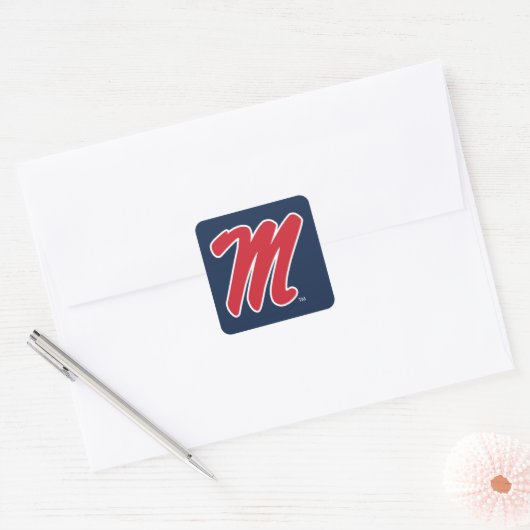 Universiteit van Mississippi | Script M Vierkante Sticker (Envelop)