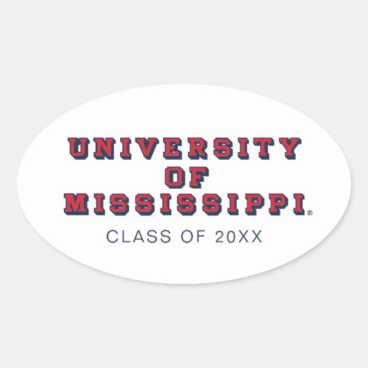 Universiteit van Mississippi | Type blok Ovale Sticker (Voorkant)