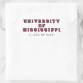 Universiteit van Mississippi | Type blok Ovale Sticker (Tas)
