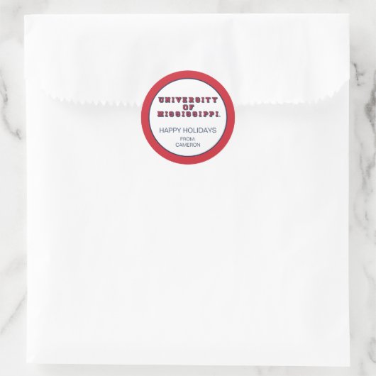 Universiteit van Mississippi | Type blok Ronde Sticker (Tas)