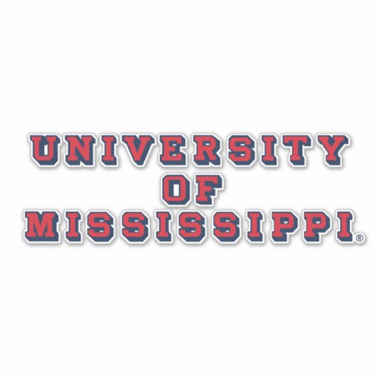 Universiteit van Mississippi | Type blok Sticker (Voorkant)