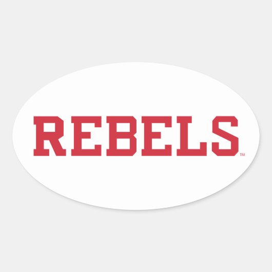 Universiteit van Mississippi | Woordmerk Rebels Ovale Sticker (Voorkant)