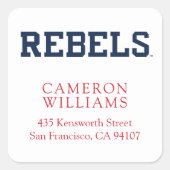 Universiteit van Mississippi | Woordmerk Rebels Vierkante Sticker (Voorkant)