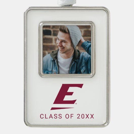 Universiteit van Oost-Kentucky E Verzilverd Omlijst Ornament (Voorkant)