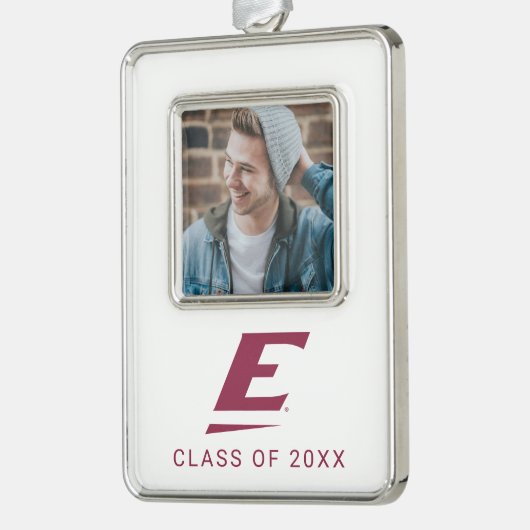 Universiteit van Oost-Kentucky E Verzilverd Omlijst Ornament (Links)