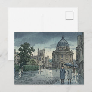 Universiteit van Oxford in regen Japanse houtsnede Briefkaart