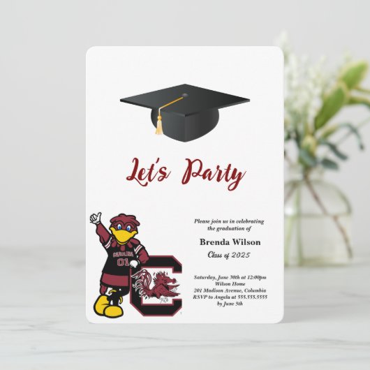 Universiteit van South Carolina Cocky Uitnodiging (Staand voorkant)