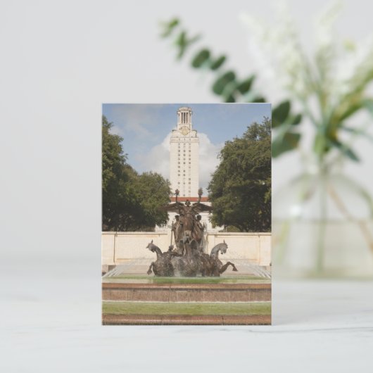 Universiteit van Texad Clock Tower. Briefkaart (Staand voorkant)