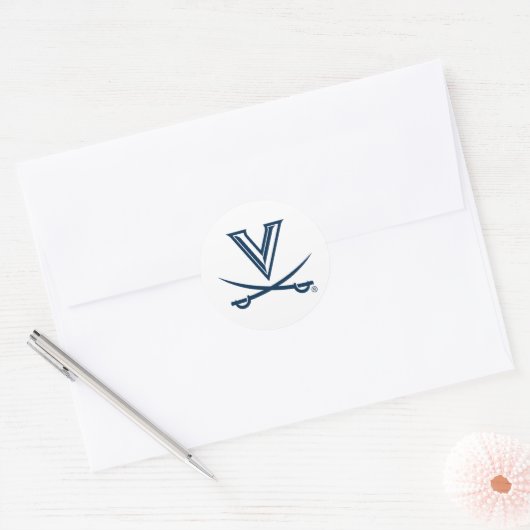 Universiteit van Virginia Sabel Ronde Sticker (Envelop)
