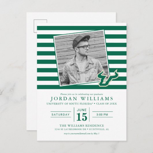 Universiteit van Zuid-Florida Afstuderen Aankondigingskaart (Voorkant / Achterkant)