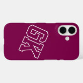 Universiteits Wijn Varsity Monogram Eerste Letters Case-Mate iPhone Case (Achterkant (horizontaal))