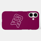Universiteits Wijn Varsity Monogram Eerste Letters Case-Mate iPhone Case (Achterkant (horizontaal))