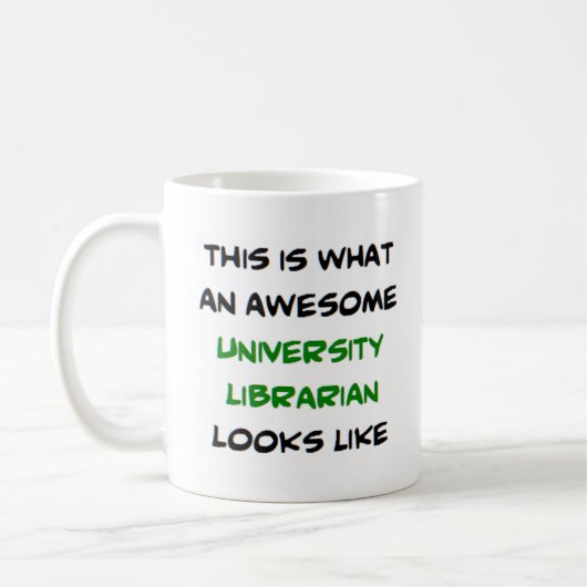 universiteitsbibliothecaris, geweldige koffiemok (Links)