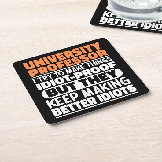 Universiteitsprofessor Ik probeer het grappig te m Kartonnen Onderzetters (Schuin)