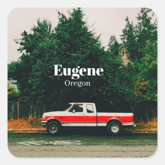 Universiteitsstad Eugene - Oregon Vierkante Sticker (Voorkant)