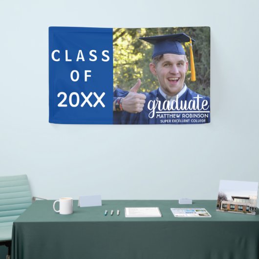 University 2025 Afstuderen Blue Photo Afstudeerder Spandoek (Beurs)