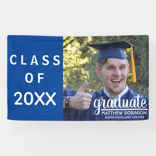 University 2025 Afstuderen Blue Photo Afstudeerder Spandoek (Horizontaal)