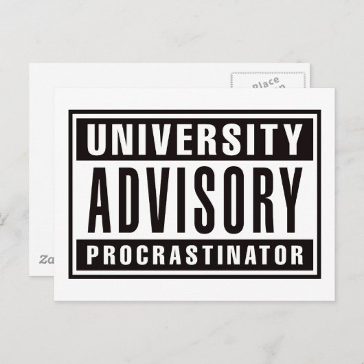 University Advisory Procrastinator Briefkaart (Voorkant / Achterkant)