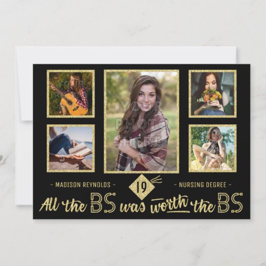 University Afstuderen Foto Bachelors Degree Party Kaart (Voorkant)