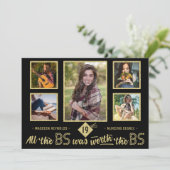 University Afstuderen Foto Bachelors Degree Party Kaart (Staand voorkant)