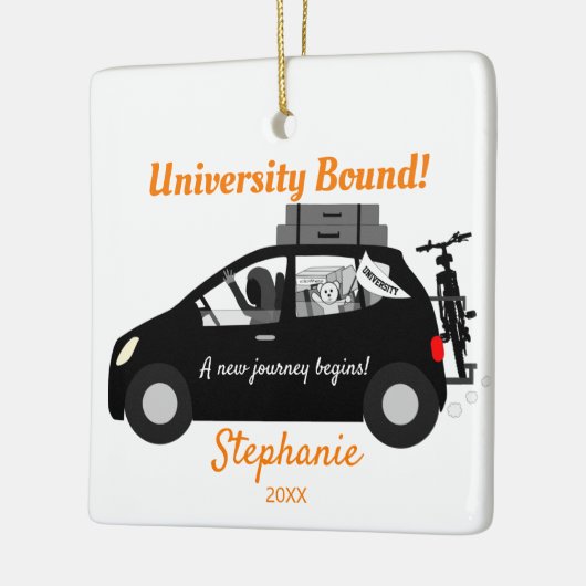 University Bound Girl Keramisch Ornament (Links)