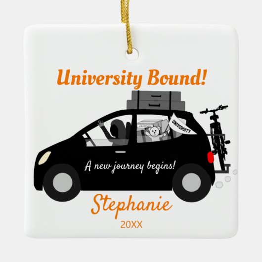 University Bound Girl Keramisch Ornament (Voorkant)