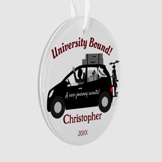 University Bound Man Acryl Ornament (voorkant)