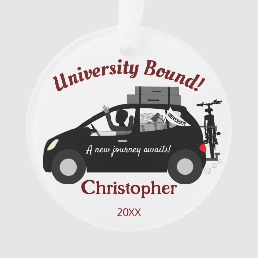 University Bound Man Acryl Ornament (voorkant)
