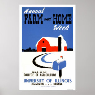 University Illinois Boerderij 1941 WPA Poster