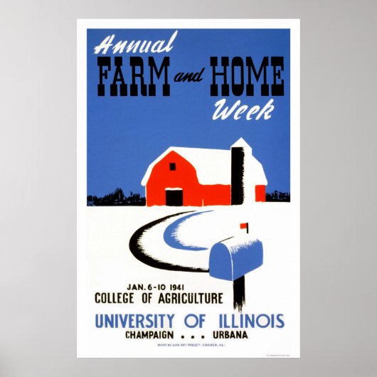 University Illinois Boerderij 1941 WPA Poster (Voorkant)