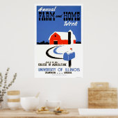 University Illinois Boerderij 1941 WPA Poster (Keuken)