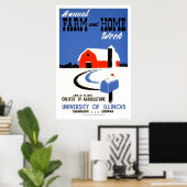 University Illinois Boerderij 1941 WPA Poster (Thuiskantoor)