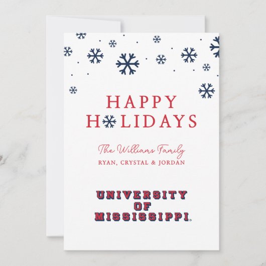 University of Mississippi | Blok Type Feestdagenkaart (Voorkant)
