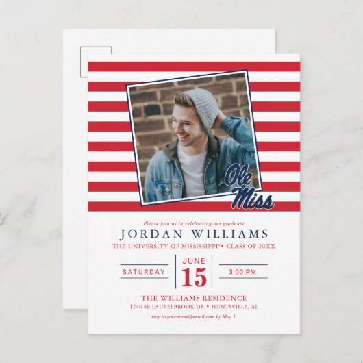 University of Mississippi | Ole Miss Script Aankondigingskaart (Voorkant / Achterkant)